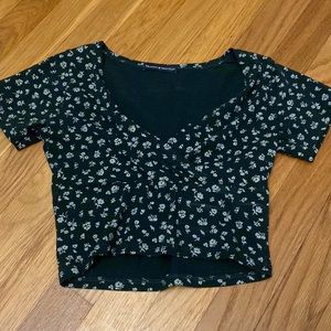 Brandy Melville Dark Green Rae Wrap Tie Top